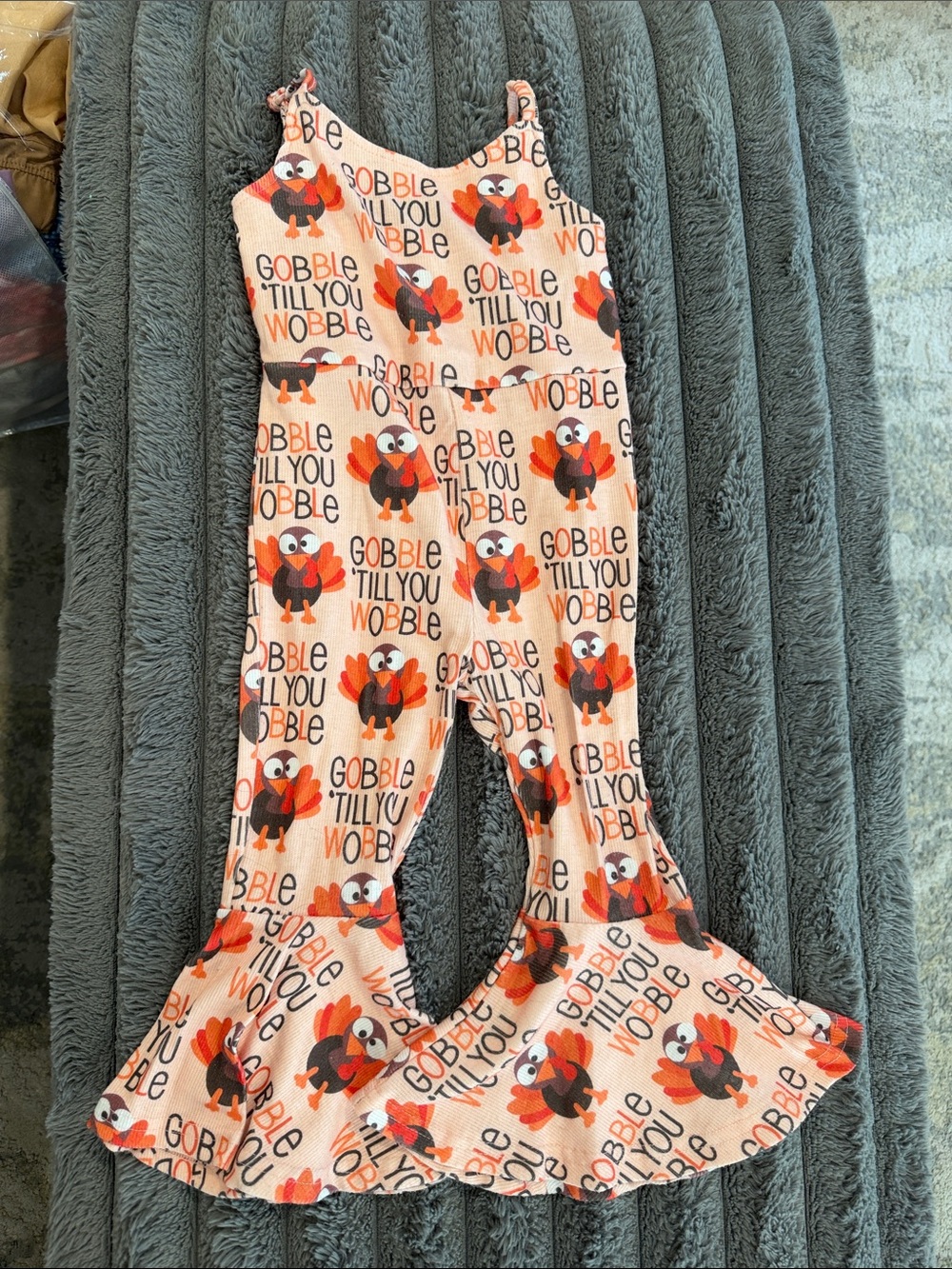 Gobble Till You Wobble Turkey Ruffle Jumpsuit